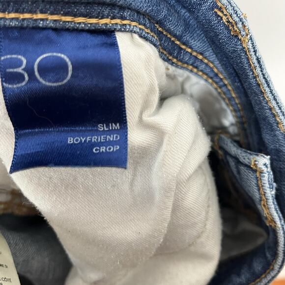 Pilcro Slim Boyfriend Crop Jeans Womens Size 30 Distressed Ripped Mid Rise - Picture 10 of 11